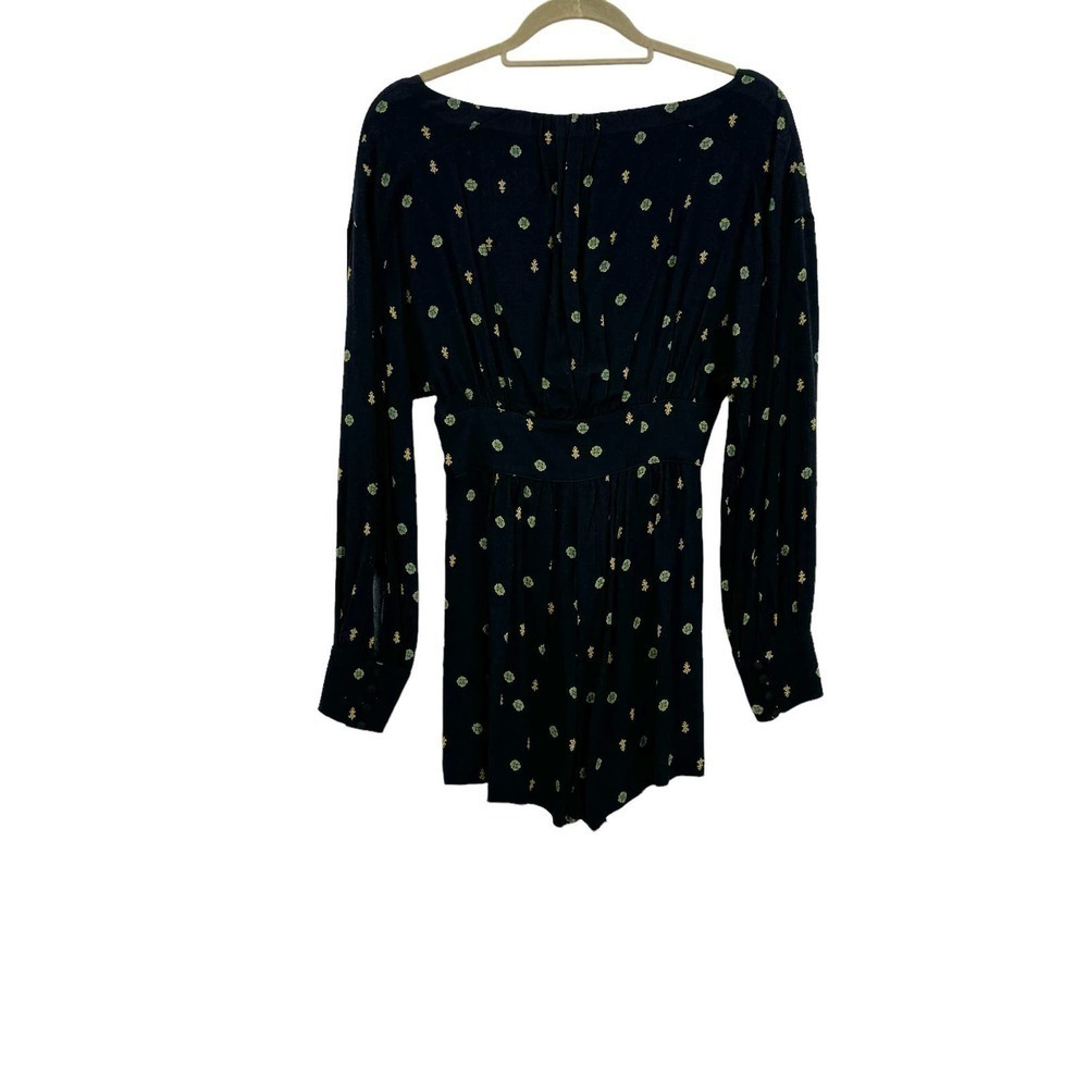 Free People Love Grows Floral Printed Romper Long Sleeve Black Size XS - Picture 5 of 11